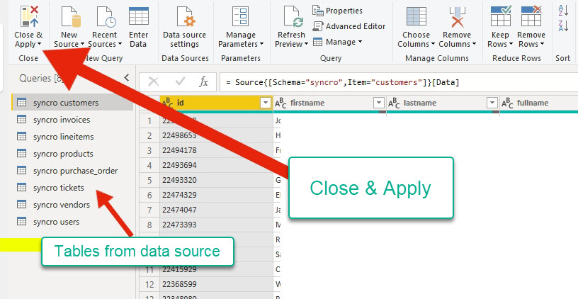 Previewing the data source