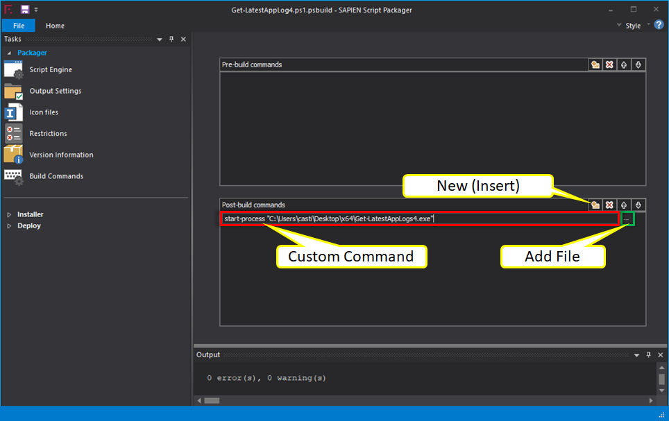 Adding Pre-Build or Post-Build Custom Commands To Execute