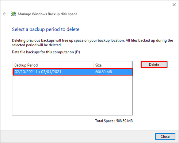 Deleting Backup Periods