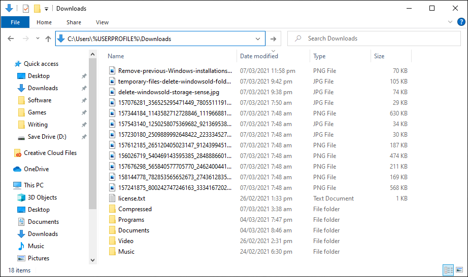 Accessing the Downloads Folder