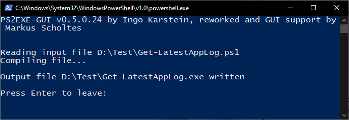Successfully Converted PS1 to EXE