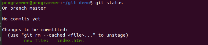 Confirming the staging of changes for git merge.