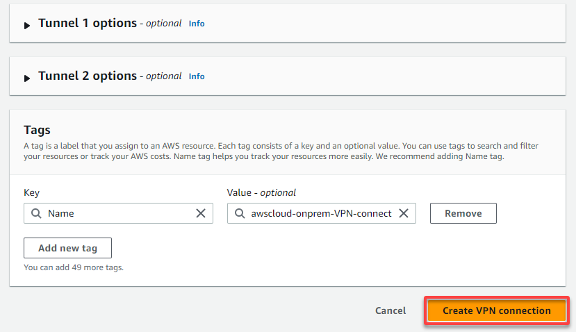 Creating the VPN connection 