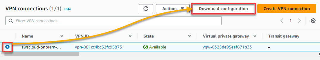 Initiating downloading the VPN configuration