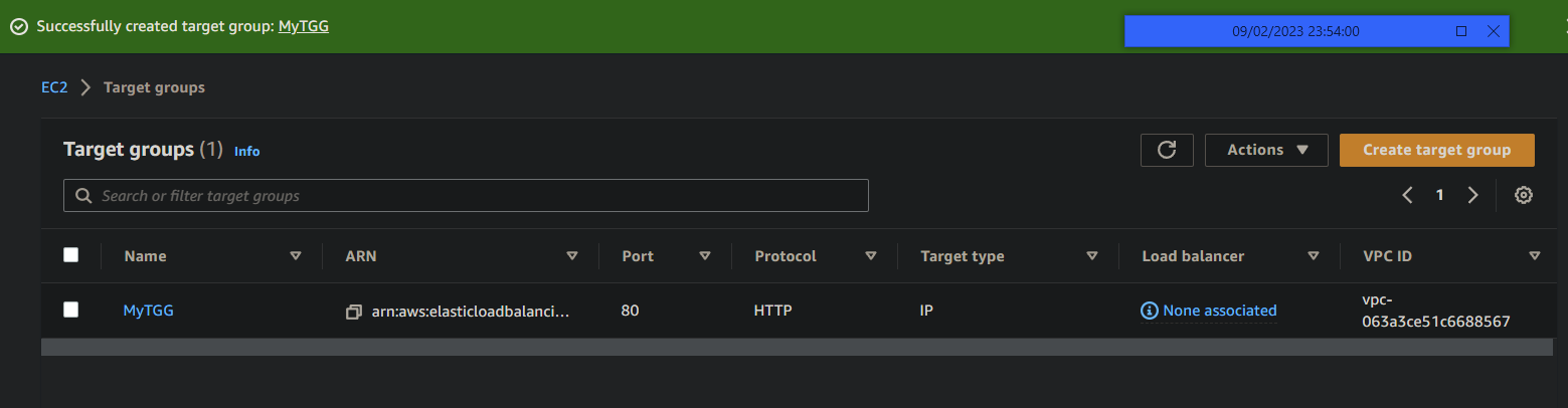 Viewing the newly-created target group