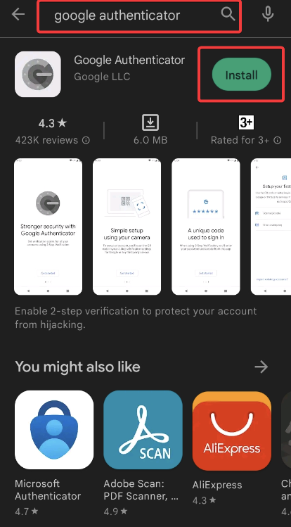 Installing the Google Authenticator app