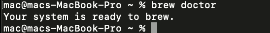 aws cli mac - Running brew doctor command