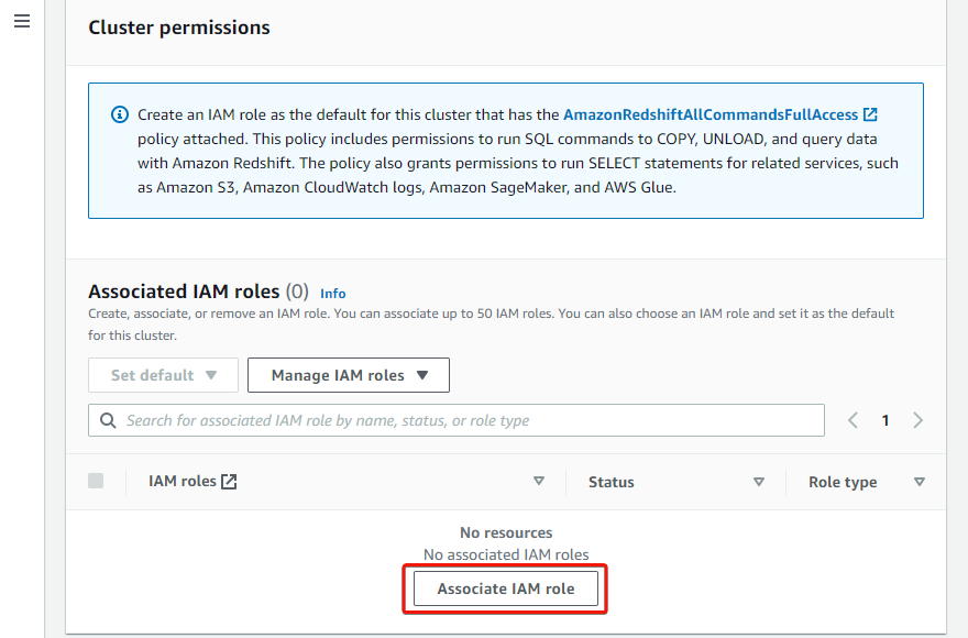Associating an IAM role