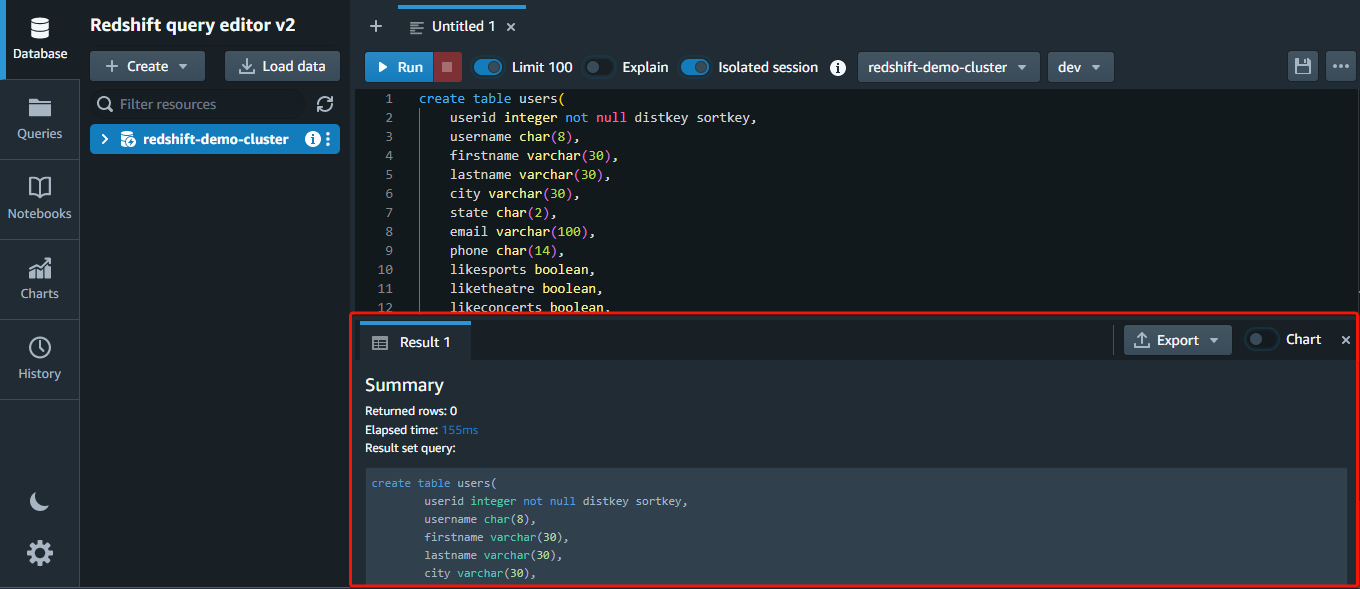 Viewing the SQL statements execution summary