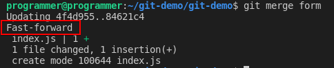 Performing a fast-forward merge in Git.