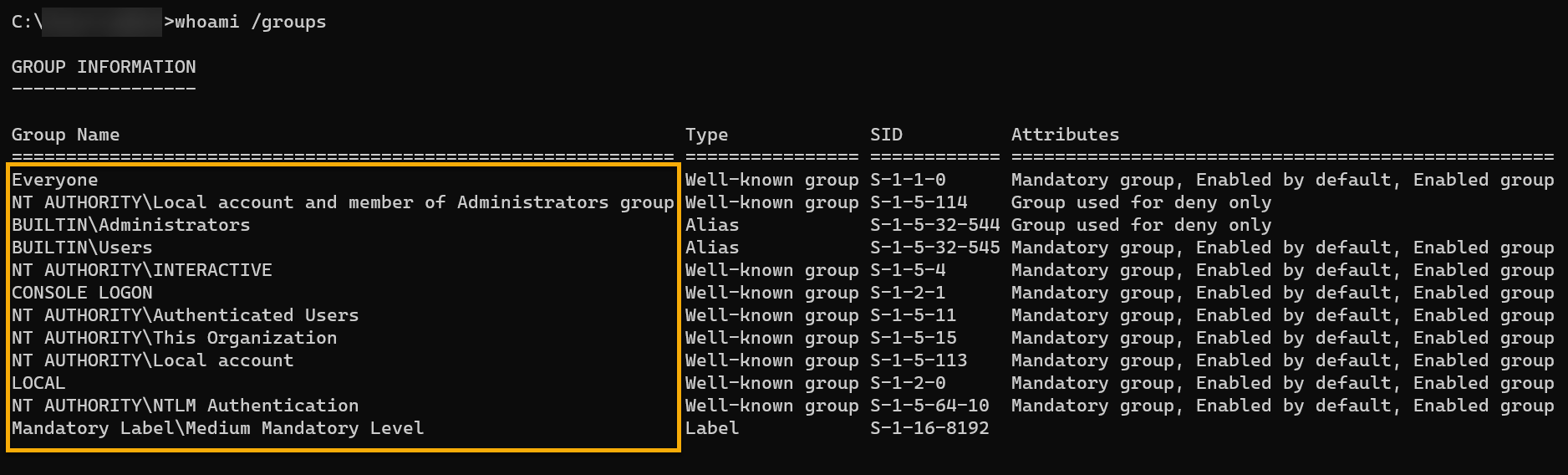 Displaying the current user’s group membership (PowerShell)