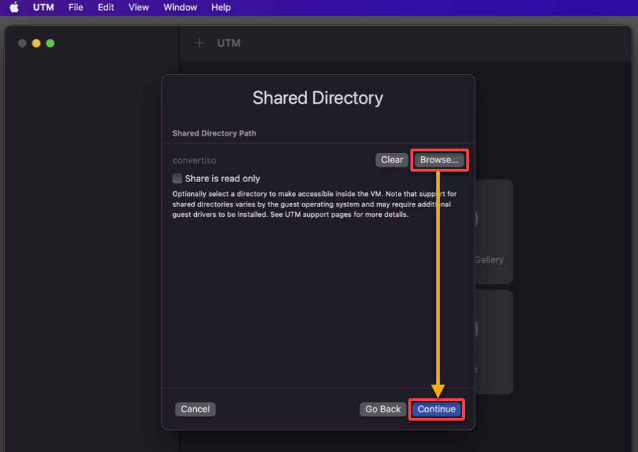 Setting a shared directory