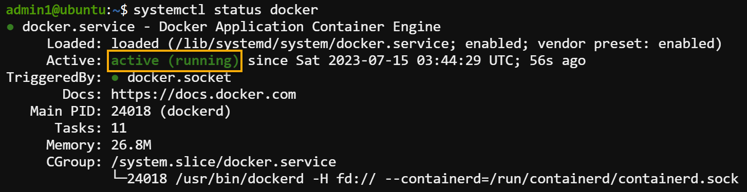 Verifying the Docker service is running