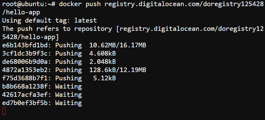 Pushing the Docker image to the DigitalOcean Container Registry