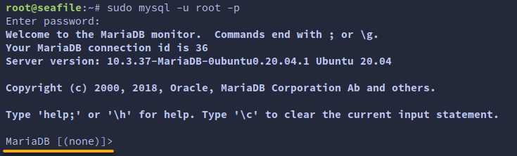 Logging in to the MariaDB shell