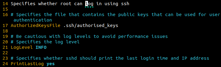 Placing the cursor at the first instance of the search term “log”