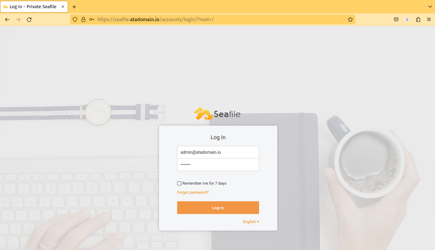 Logging in to Seafile