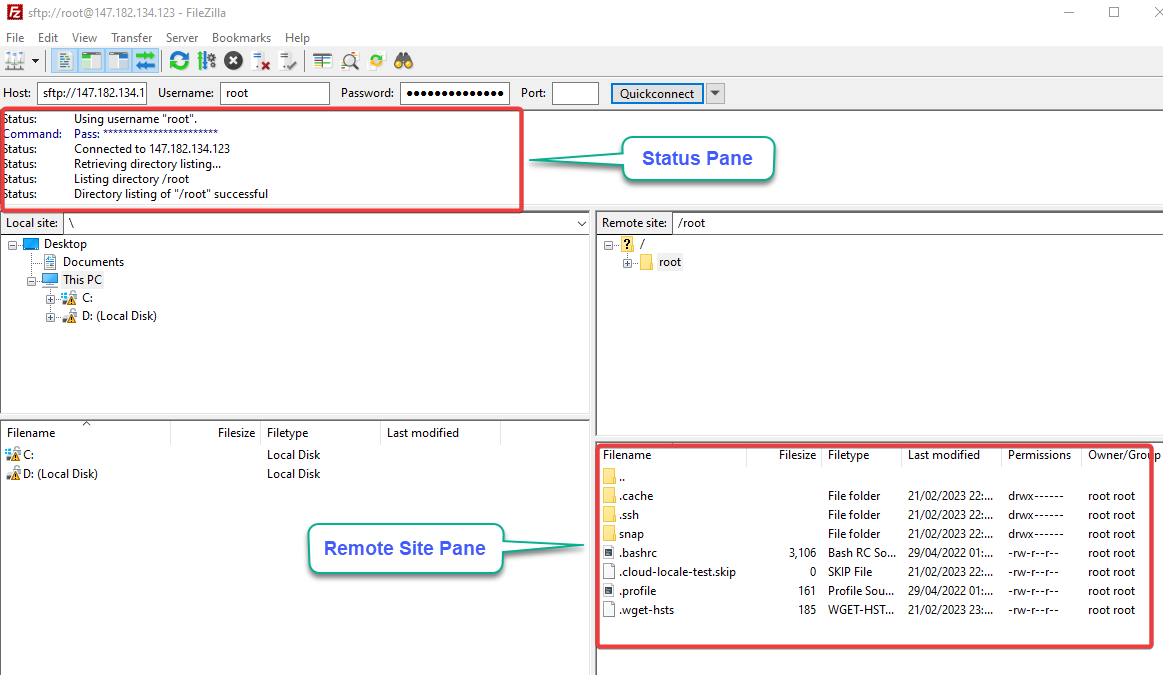 Connecting to an SFTP server remotely