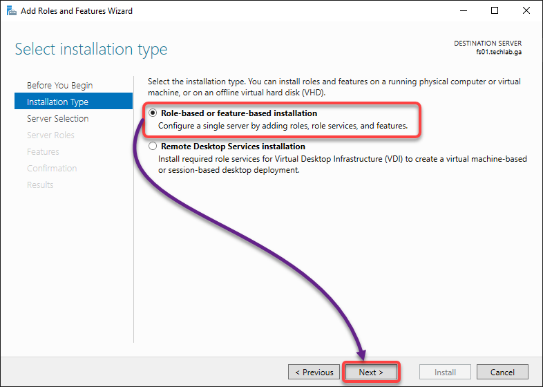 Choosing an installation type