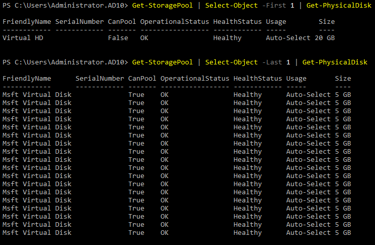 Listing virtual disks in storage pools