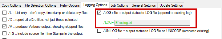 Enabling Logging Copy Operation