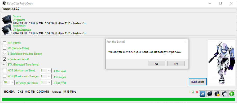 Building and running Robocopy script