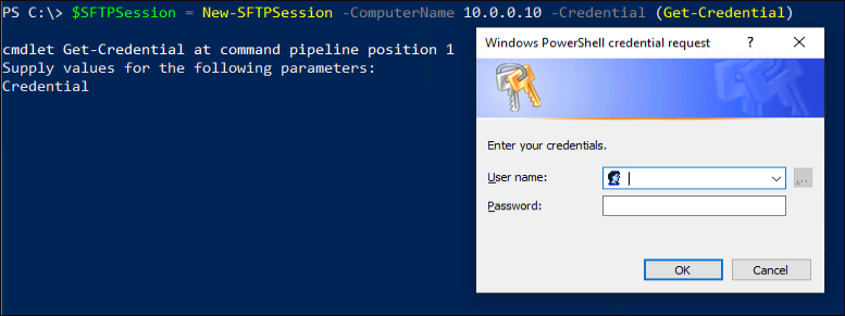 New-SFTPSession Credential Prompt