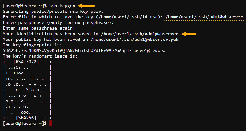 Generating the key pair for the SSHFS mount