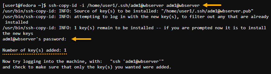 Installing the SSH key to the server