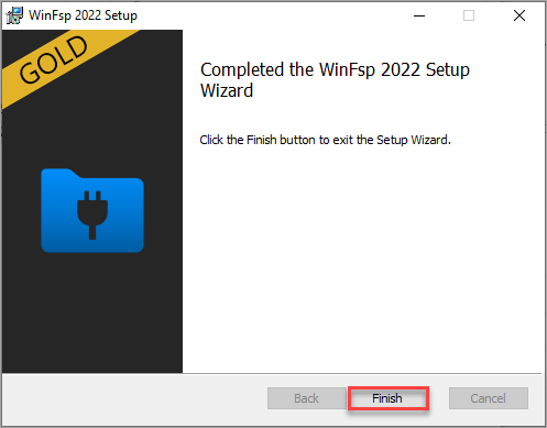 Finishing the WinFsp installation