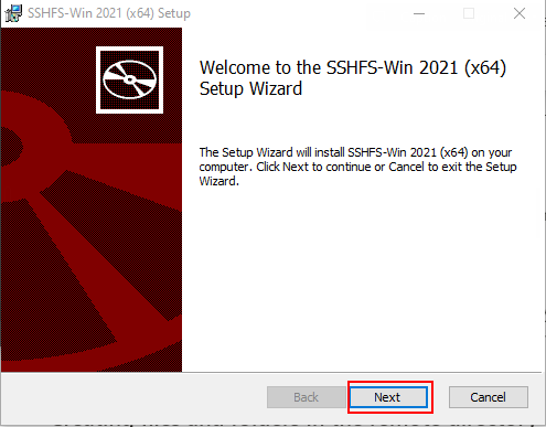 Starting the SSHFS-Win Setup program