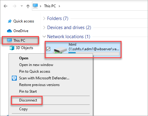 Removing the mapped drive