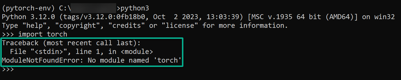 Verifying PyTorch is uninstalled