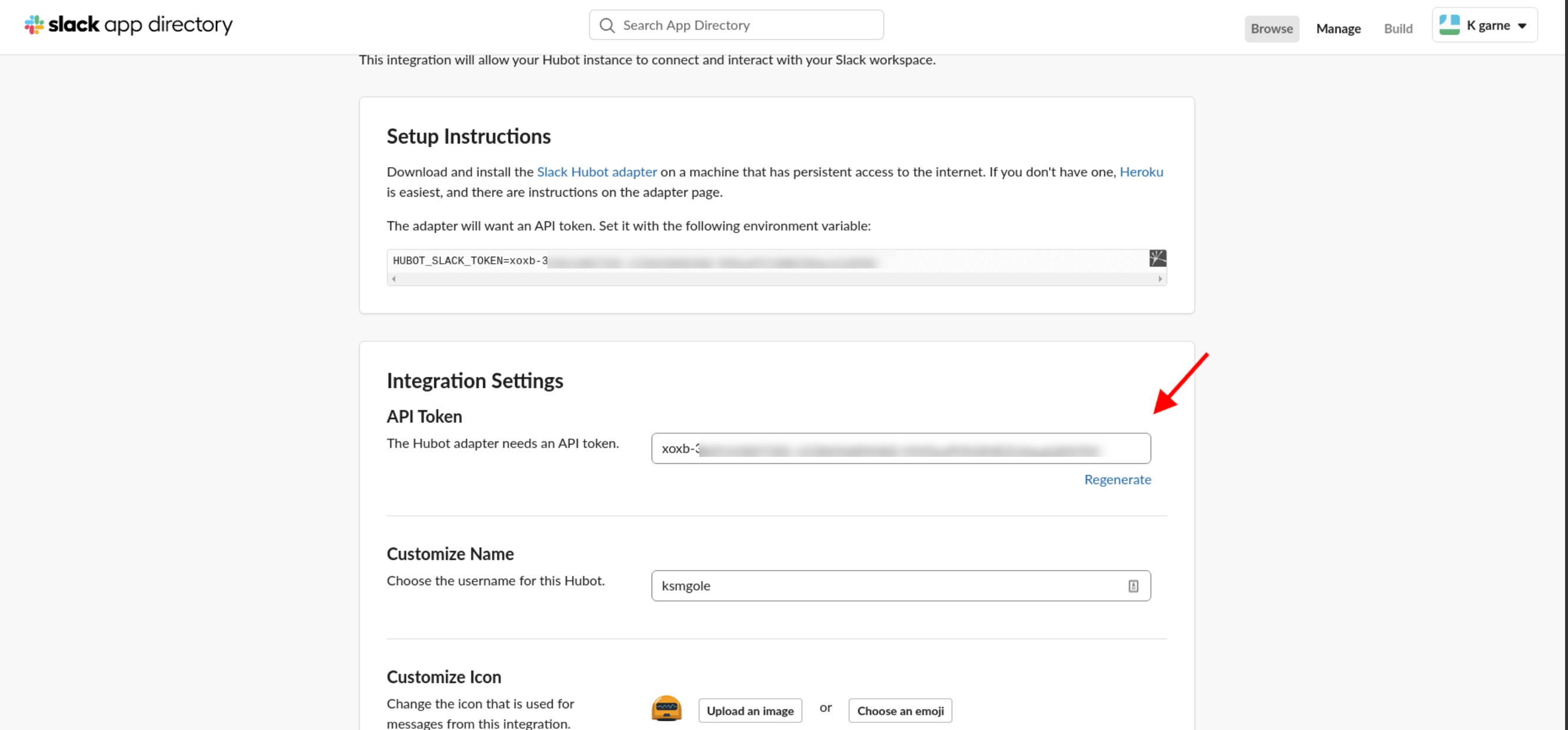 Setting up Bot Information and Taking Note of the API Token