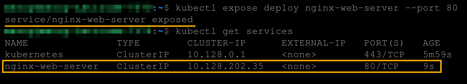 Exposing the NGINX (nginx-web-server) deployment as a ClusterIP service type