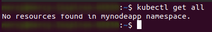 Confirming resources in the mynodeapp namespace