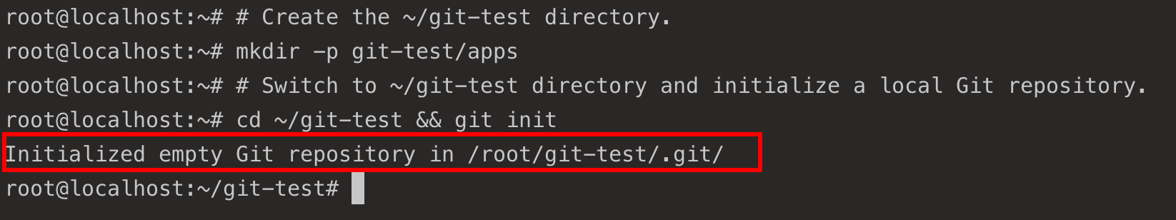 Creating an Empty Git Repository (~/git-test)