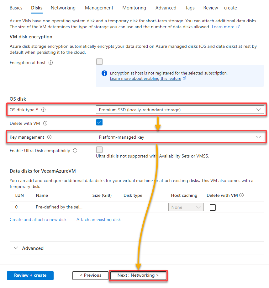 Configuring VM Disk settings