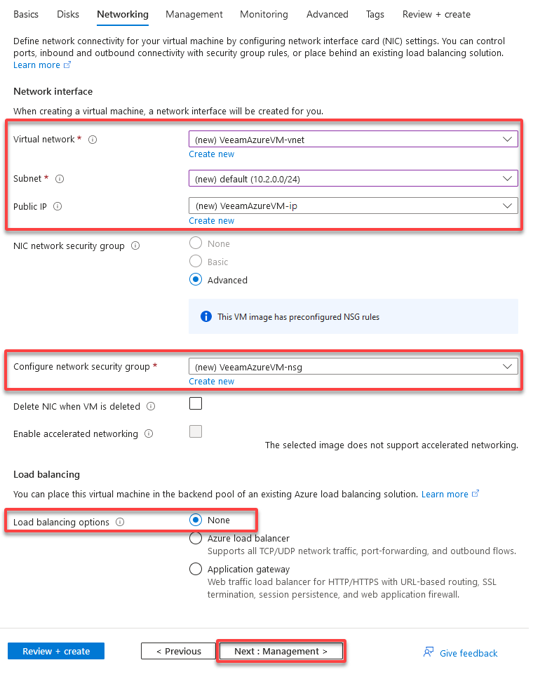 Configuring Network settings for the VM