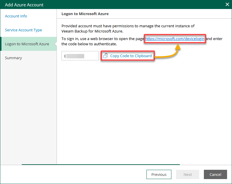 Copying the authentication code