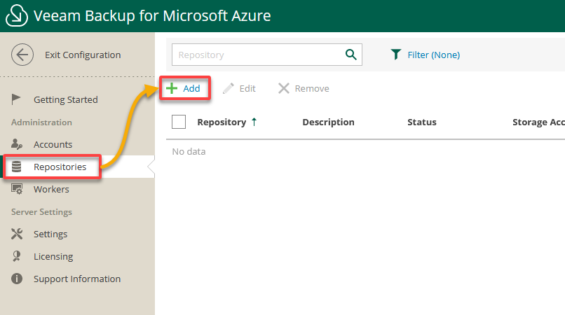 Adding a new backup repository in Veeam