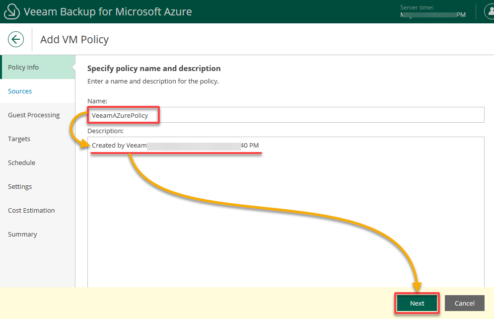 Naming the VM policy