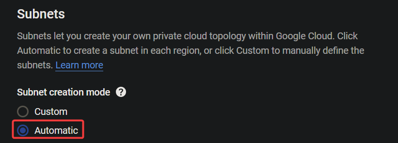 Configuring subnets