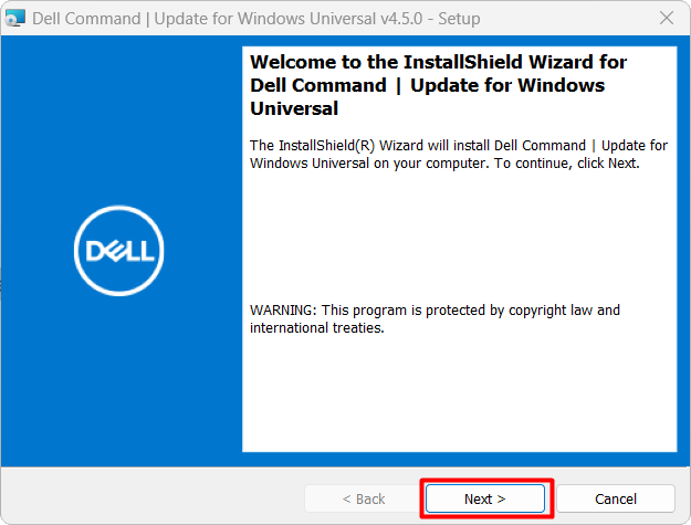 Dell Command Update installation process