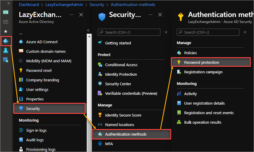 Opening the Azure AD Password protection settings