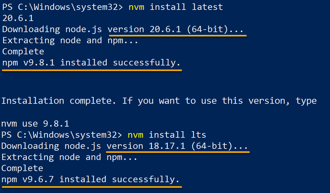 Installing multiple Node.js versions via NVM