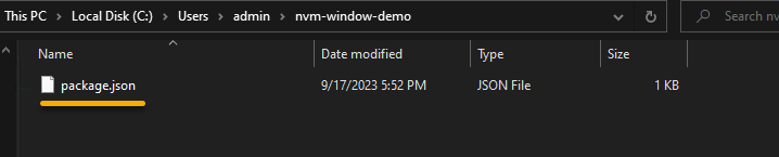 Viewing the nvm-window-demo directory