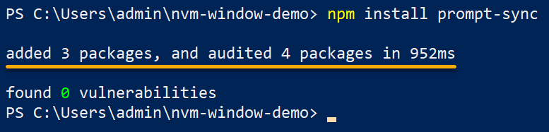 Installing a third-party package named prompt-sync