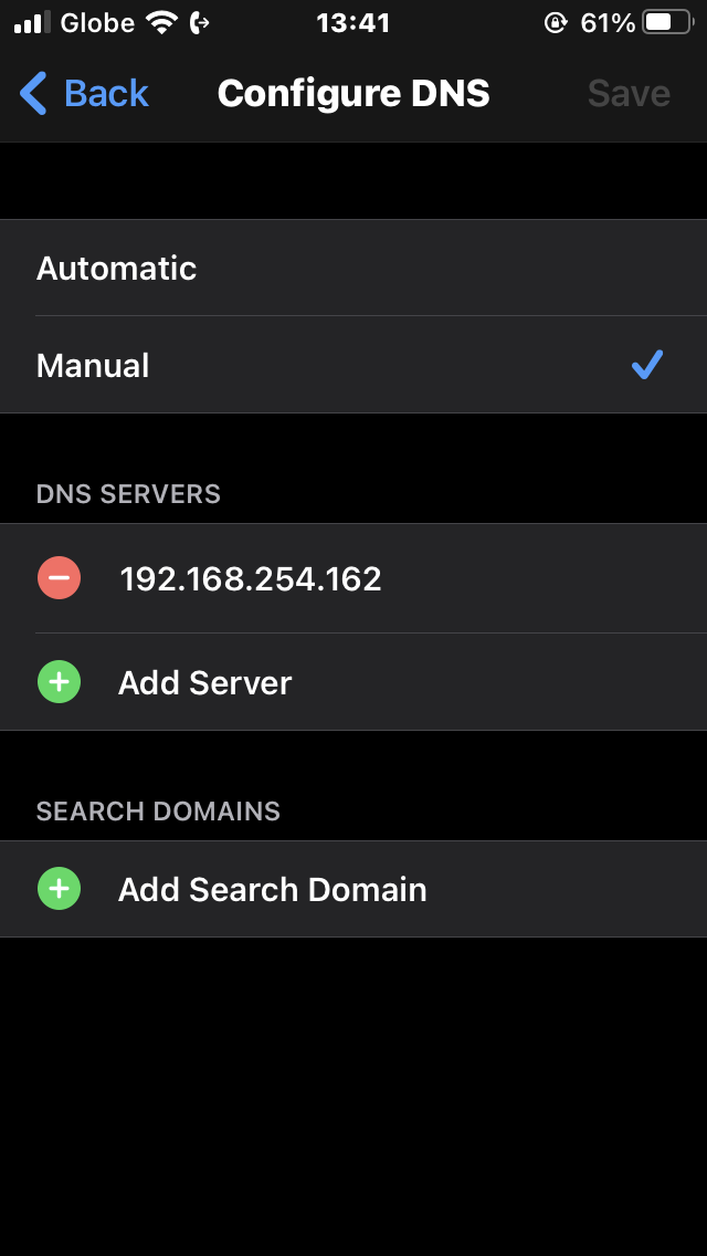 Configuring DNS server on smartphone