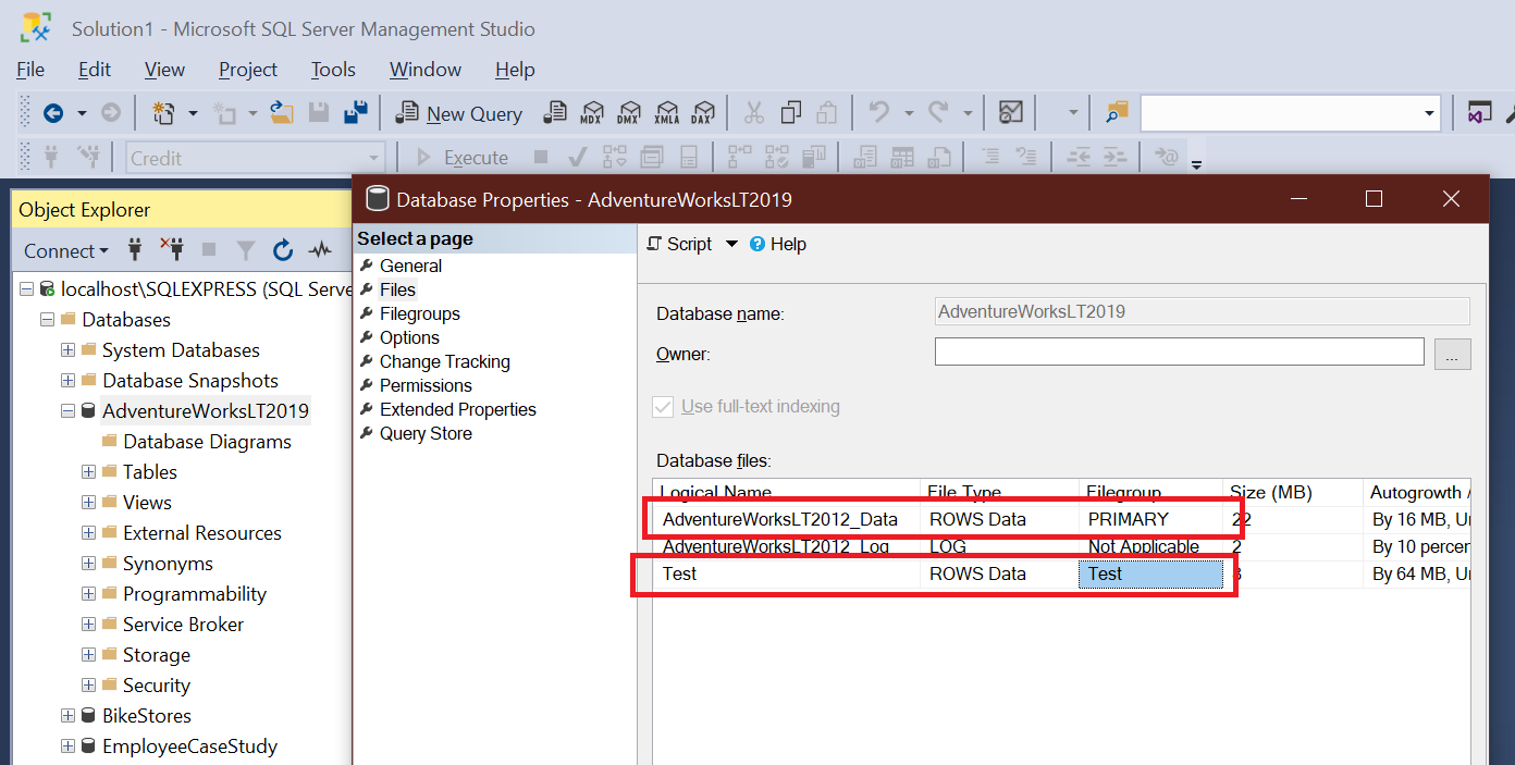 Showing files and filegroups of a database in SQL Server Management